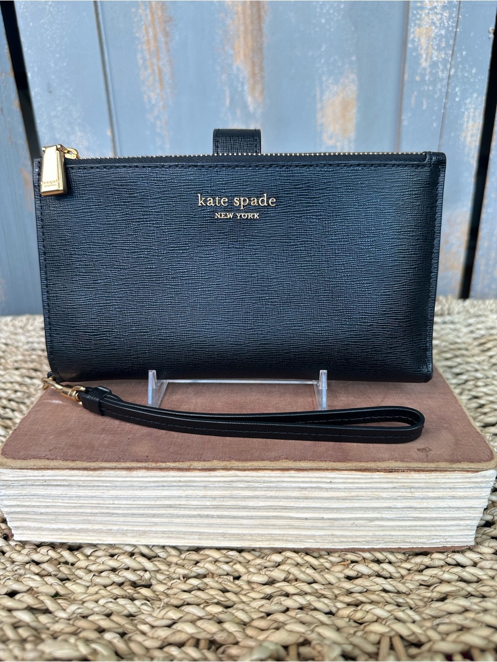 Kate Spade Morgan Phone Saffiano Leather Wallet Wristlet Black NWOT